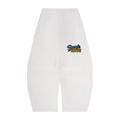 Vertical Stripe Drawstring Barrel Pants