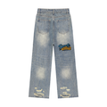 SUCK MY TUNA Skull  Distressed Denim Jeans