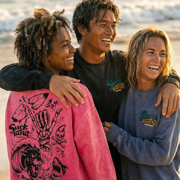 Suck Ny Tuna Sunfade Drop-Shoulder Sweatshirt Cotton